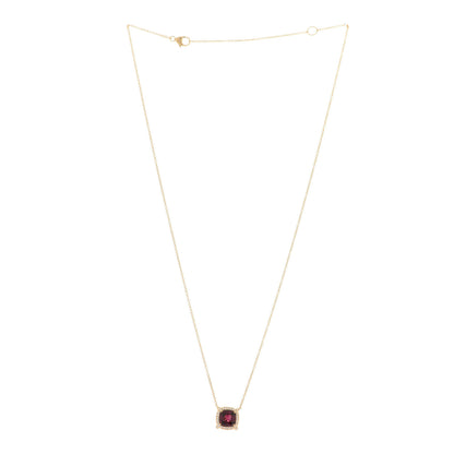 David Yurman 18K Yellow Gold Diamond Pink Tourmaline 7mm Petite Chatelaine Pave Bezel Pendant Necklace 3 of 5