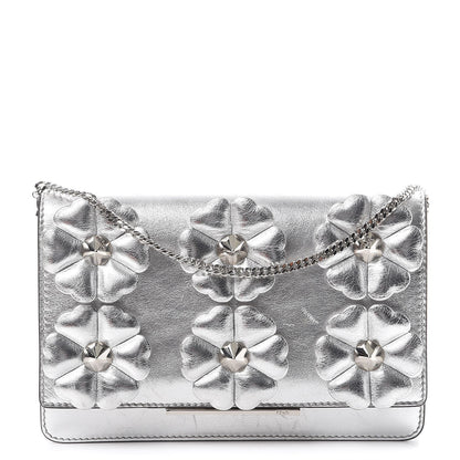Fendi Vitello Catalan Mirror Flowerland Tube Wallet On Chain Argento 1 of 11