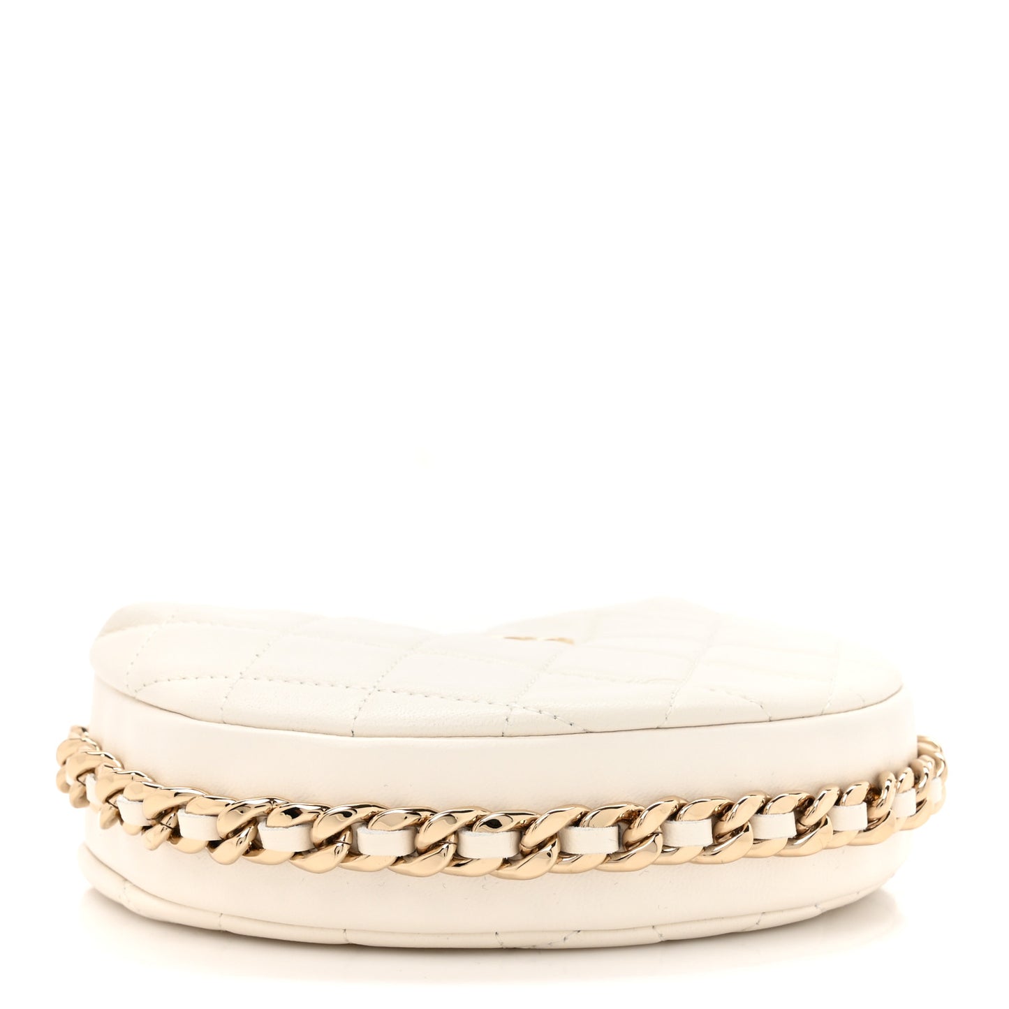 Lambskin Quilted Chain Around Pouch White