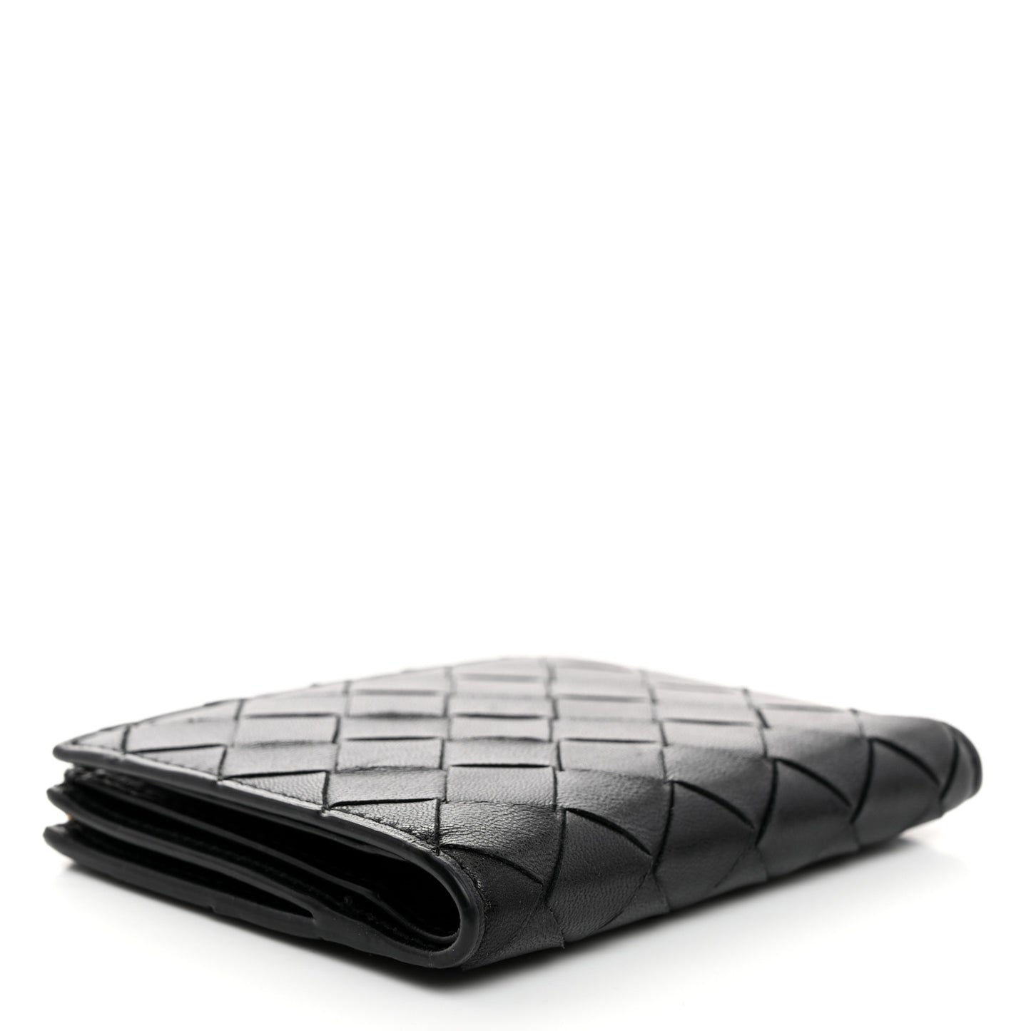 Nappa Intrecciato Medium Bi-Fold Zip Wallet Black