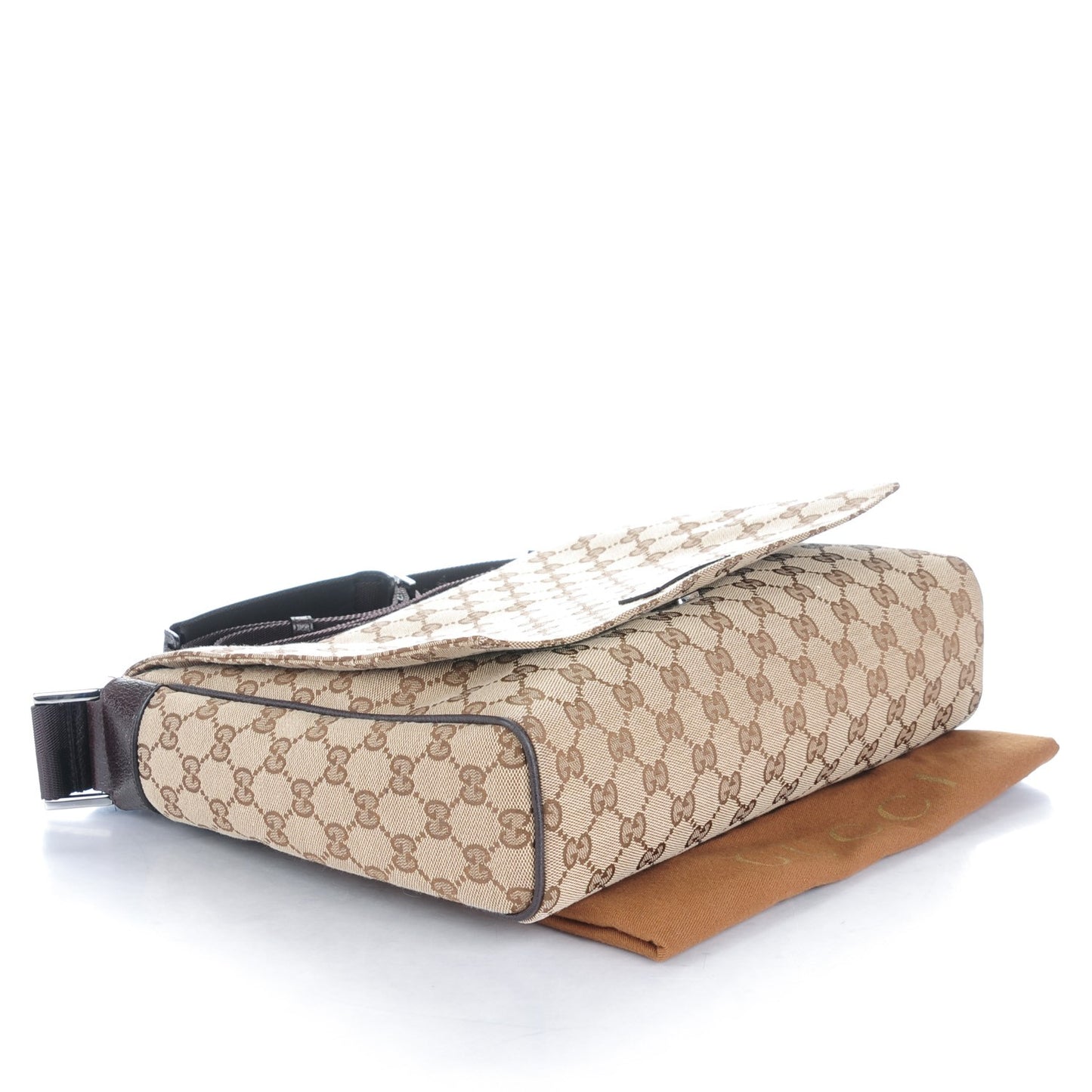 Monogram Small Flap Messenger Bag Beige Dark Brown