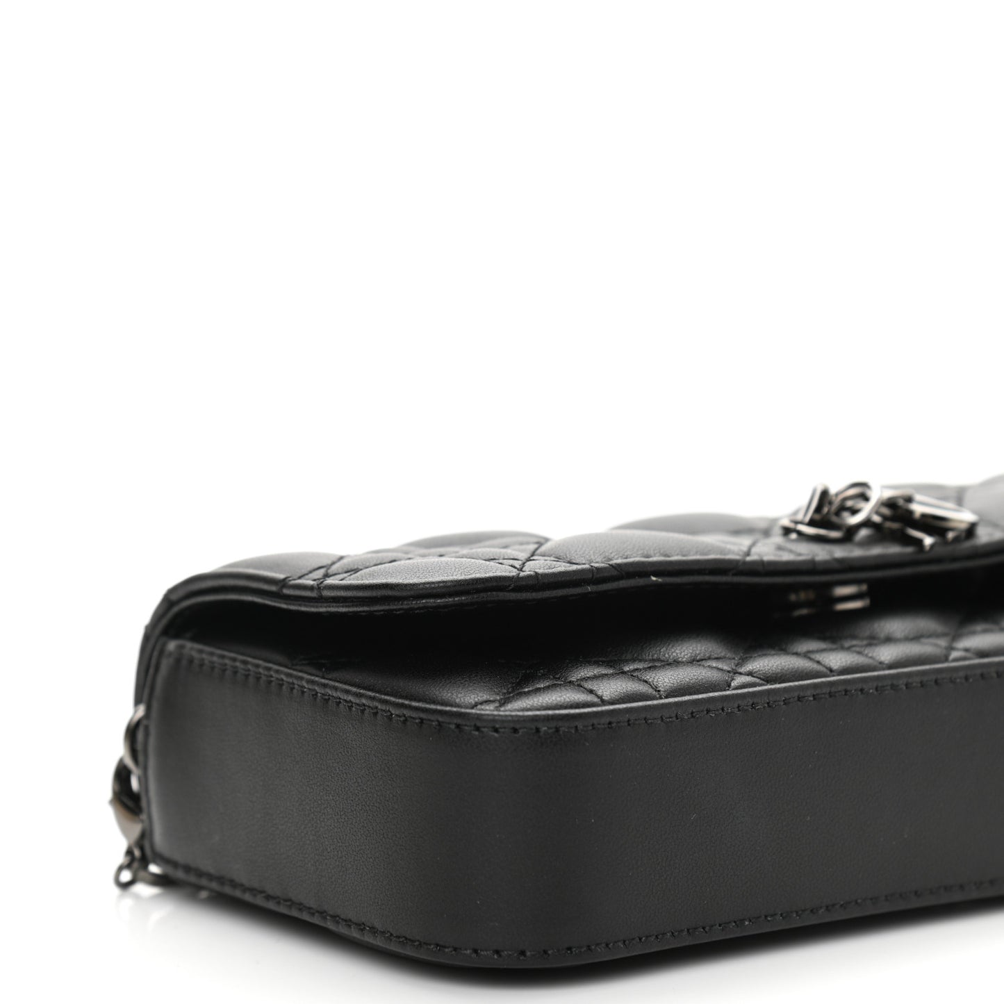 Lambskin Cannage Dior Talk Phone Pouch Black
