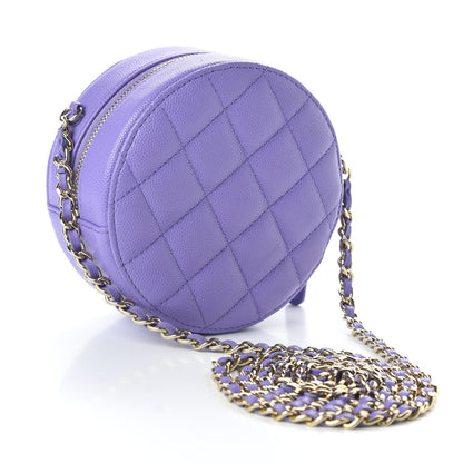 Chanel Caviar Quilted Round Clutch With Chain Purple 3 of 11