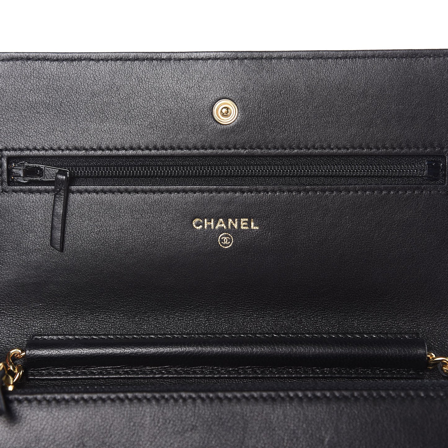 Lambskin Quilted Egyptian Amulet Wallet On Chain WOC Black