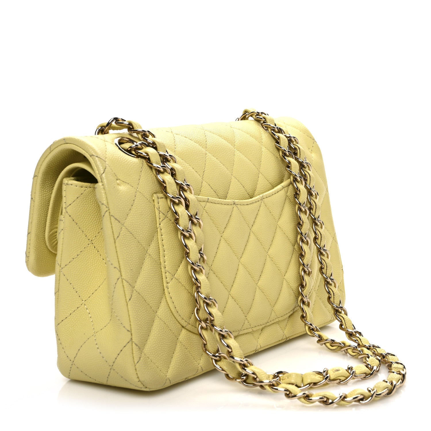 Chanel Caviar Quilted Small Double Flap Light Yellow 3 of 12