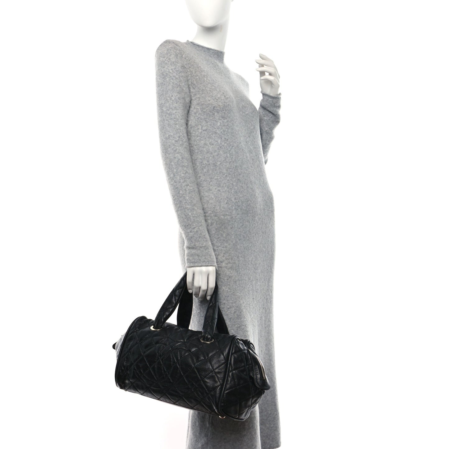 Caviar Quilted CC Timeless Bowler Black