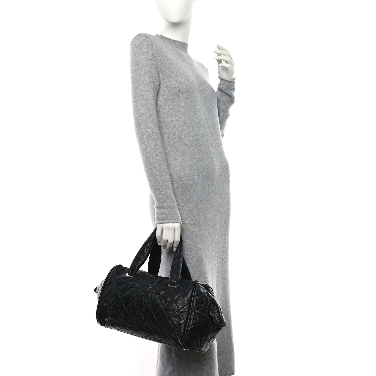 Chanel Caviar Quilted CC Timeless Bowler Black 2 of 12