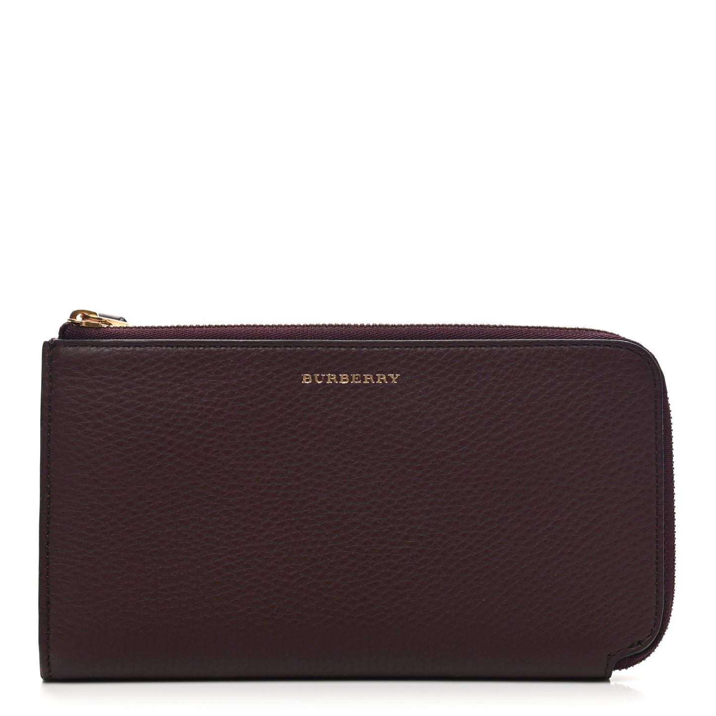 Grained Calfskin Zip Wallet Burgundy