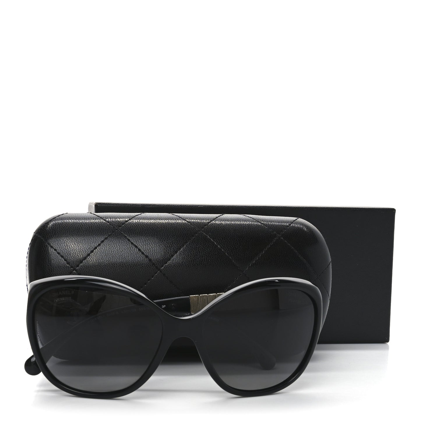 Crystal Baguette Polarized Cat Eye Sunglasses 5309-B Black