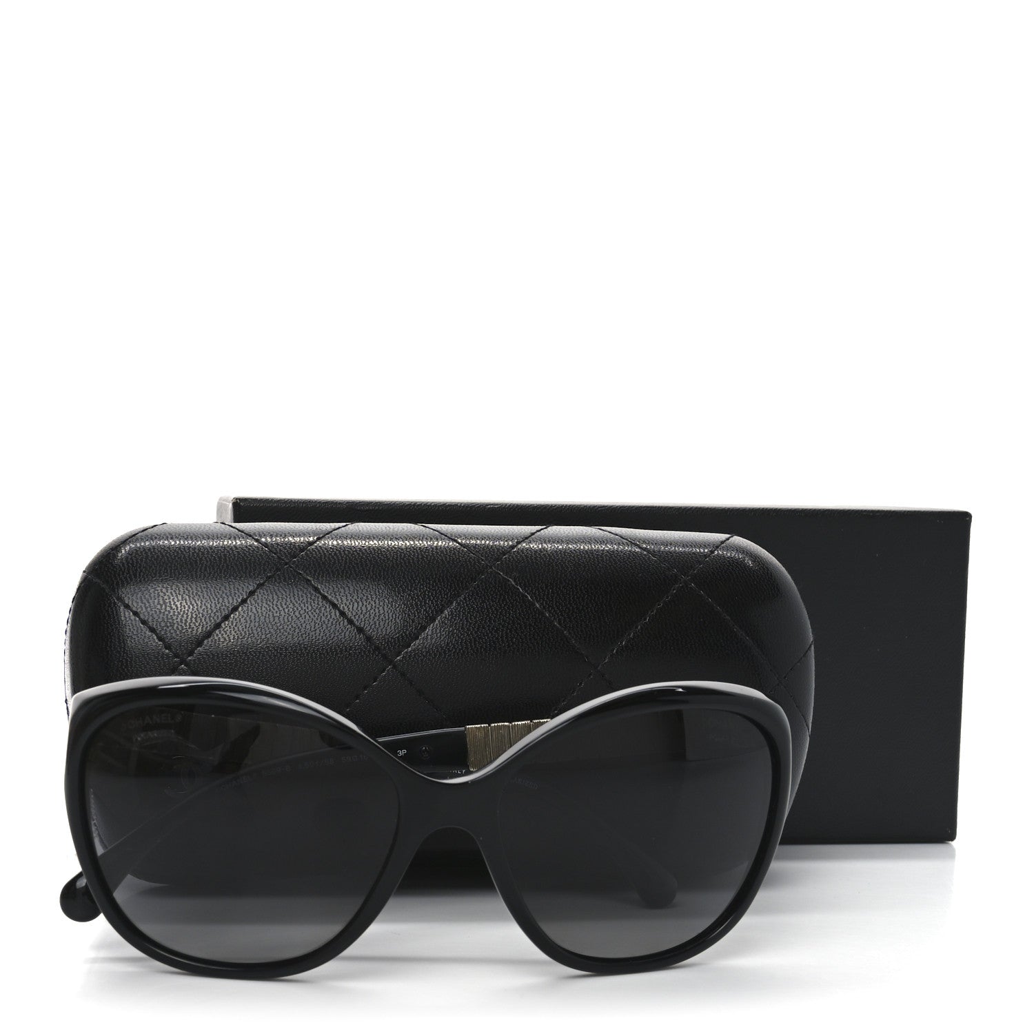 Chanel Crystal Baguette Polarized Cat Eye Sunglasses 5309-B Black 7 of 7