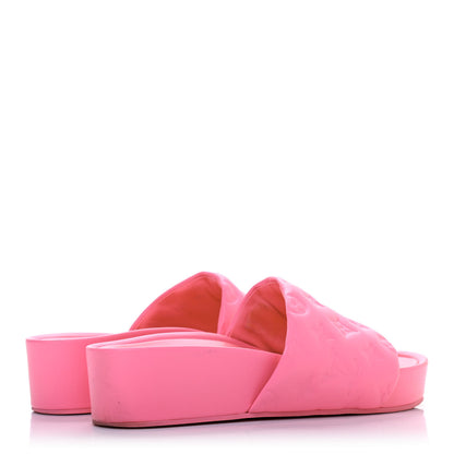 Louis Vuitton Lambskin Embossed Monogram Jumbo Flatform Mule Sandals 38.5 Rose Pop 3 of 4