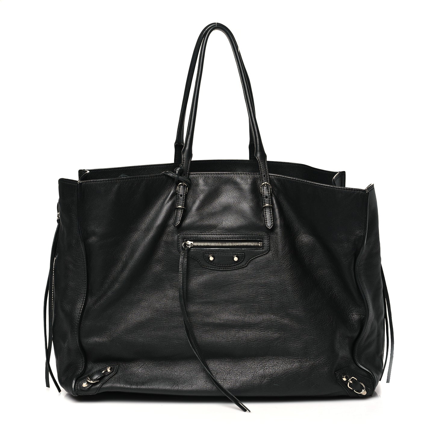 Supple Calfskin Papier A4 Zip Around Tote Black