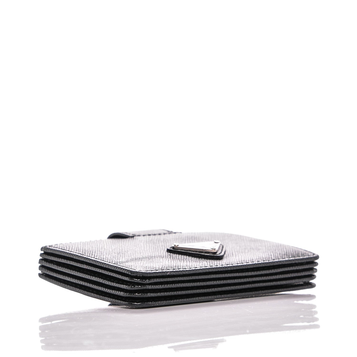 Prada Saffiano Oro Gusseted Card Holder Black 4 of 6