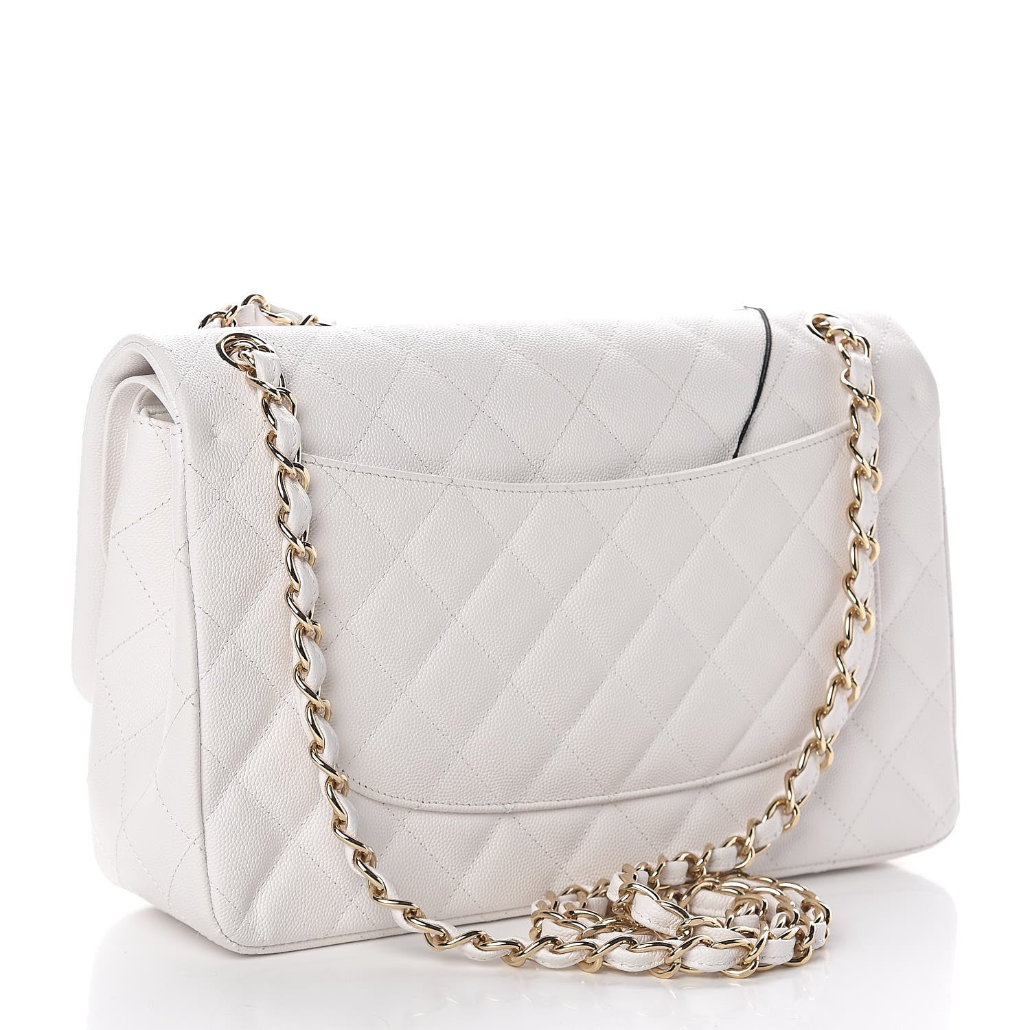 Chanel Caviar Quilted Jumbo Double Flap White 3 of 12
