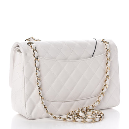 Chanel Caviar Quilted Jumbo Double Flap White 3 of 12