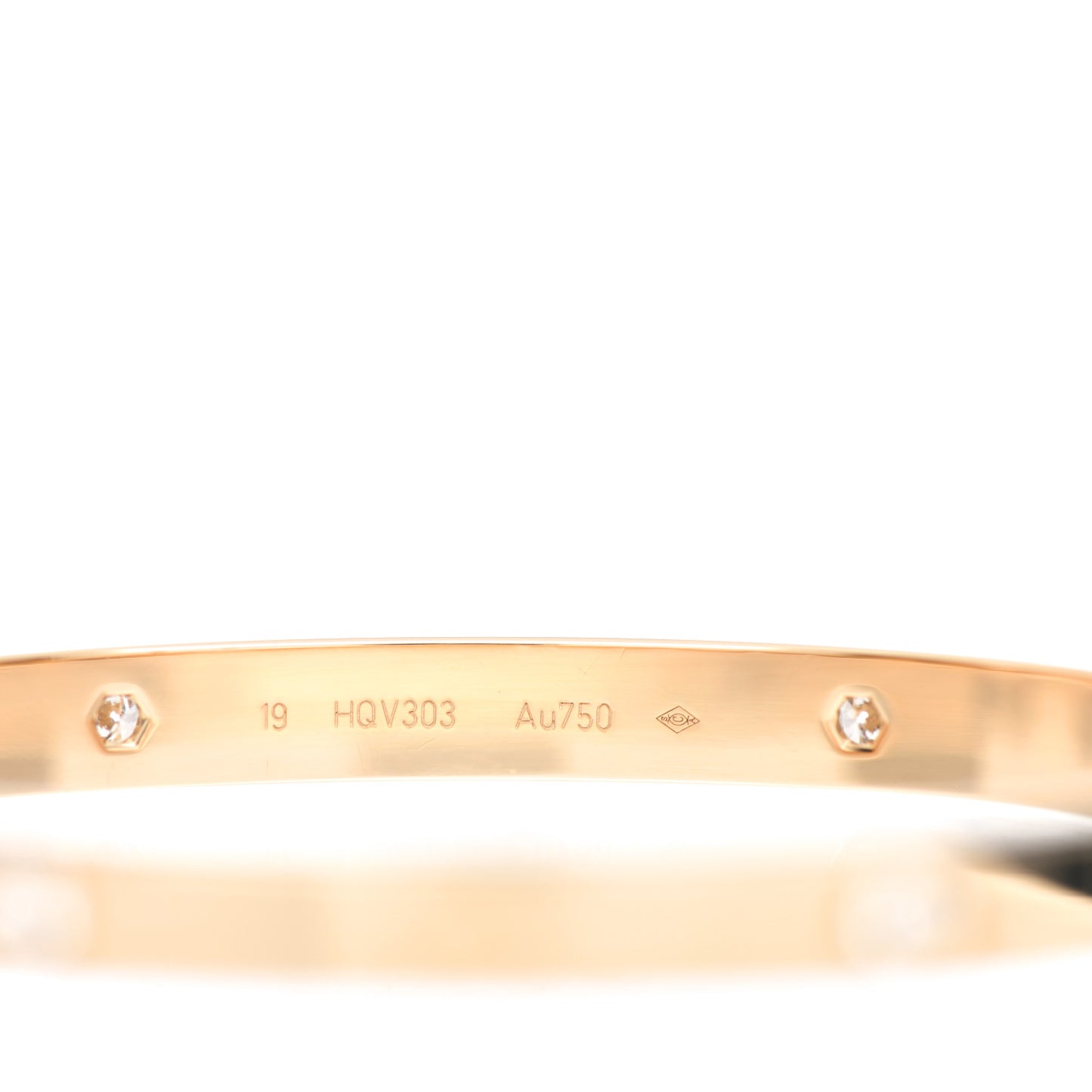 18K Yellow Gold 4 Diamond LOVE Bracelet 19