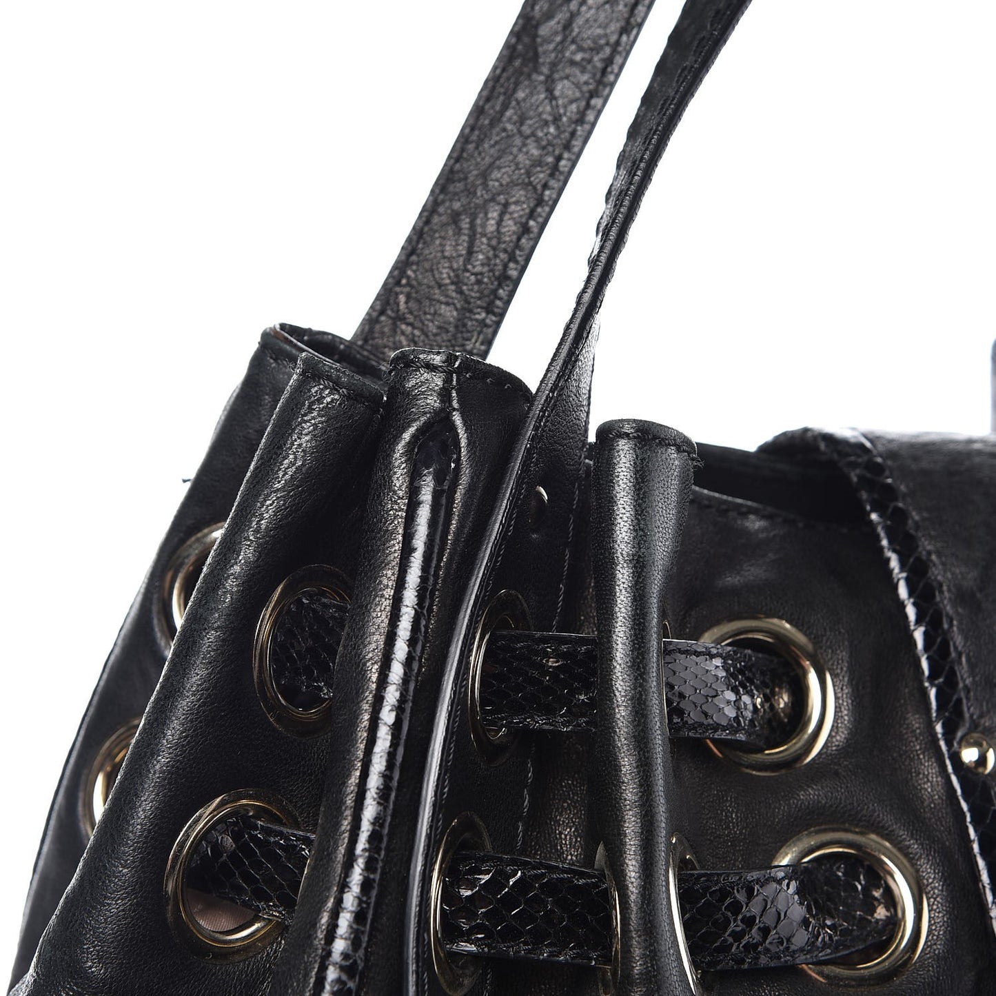 Python Calfskin Embossed Ramona Tote Black