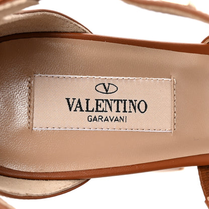 Valentino Garavani Calfskin Rockstud T-Strap 10/110mm Platform Sandals 39 Saddle Brown 8 of 10
