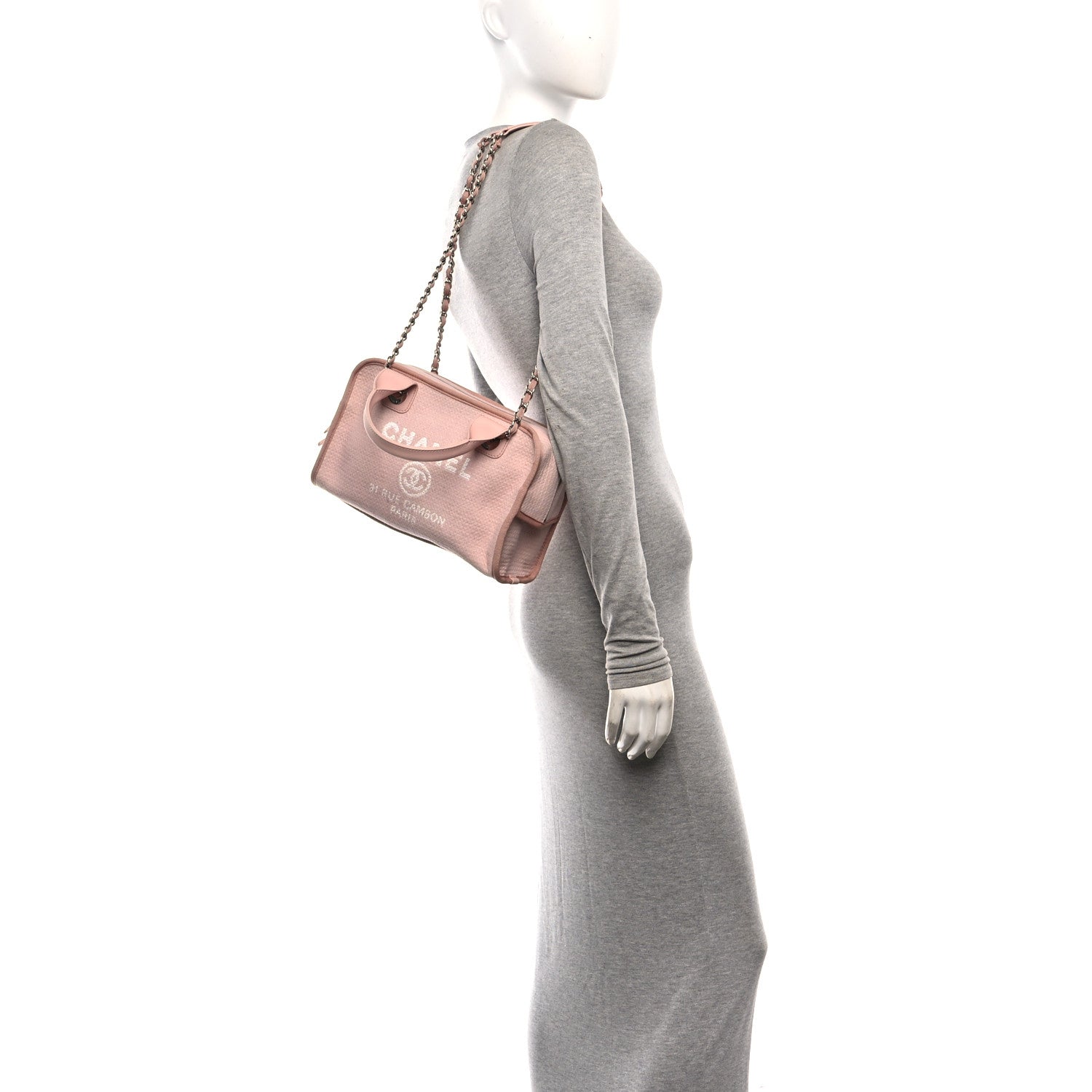 Chanel Canvas Deauville Small Bowling Bag Light Pink Light Pink 2 of 10