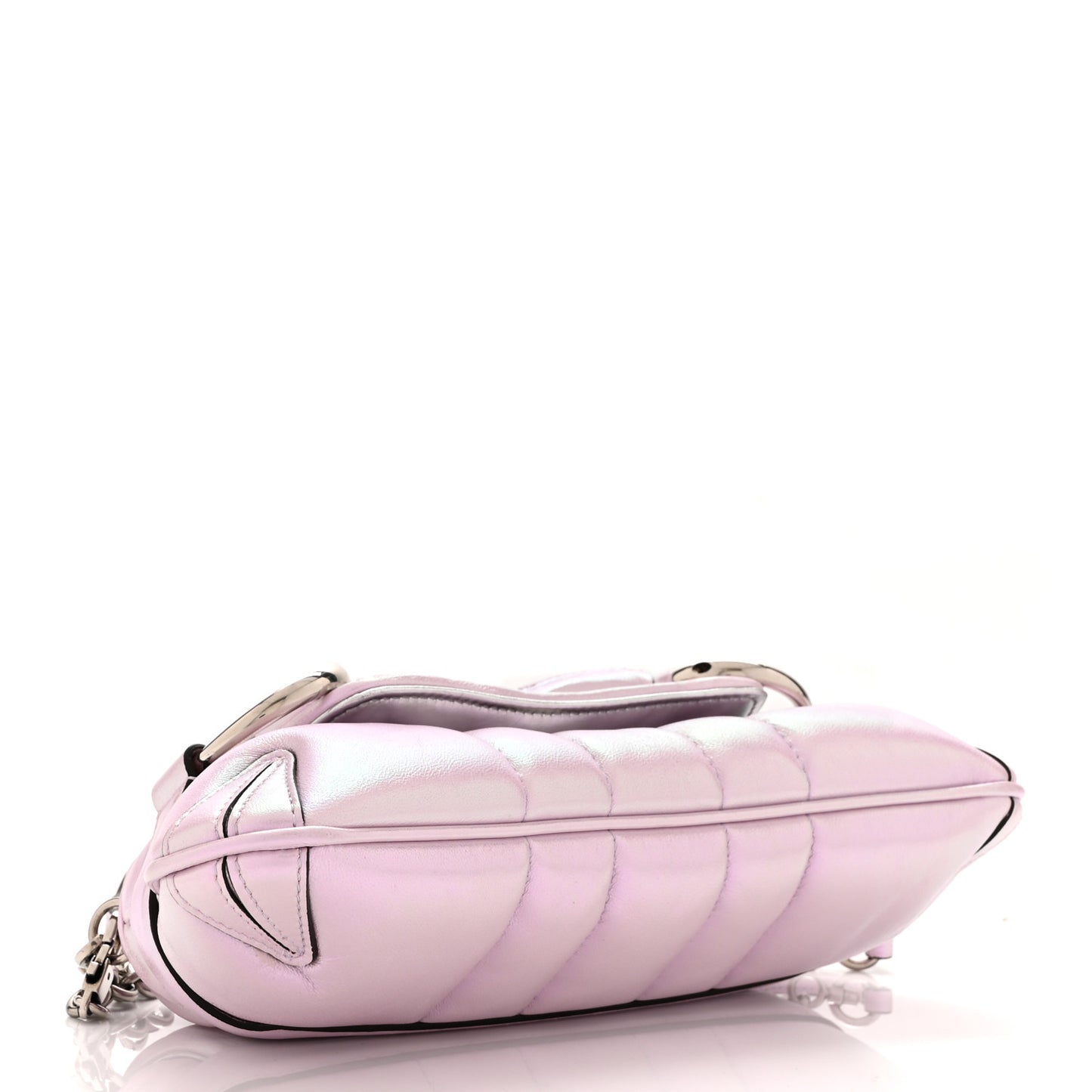 Iridescent Nappa Vertical Matelasse Small Maxi Horsebit Chain Shoulder Bag Escape Pink