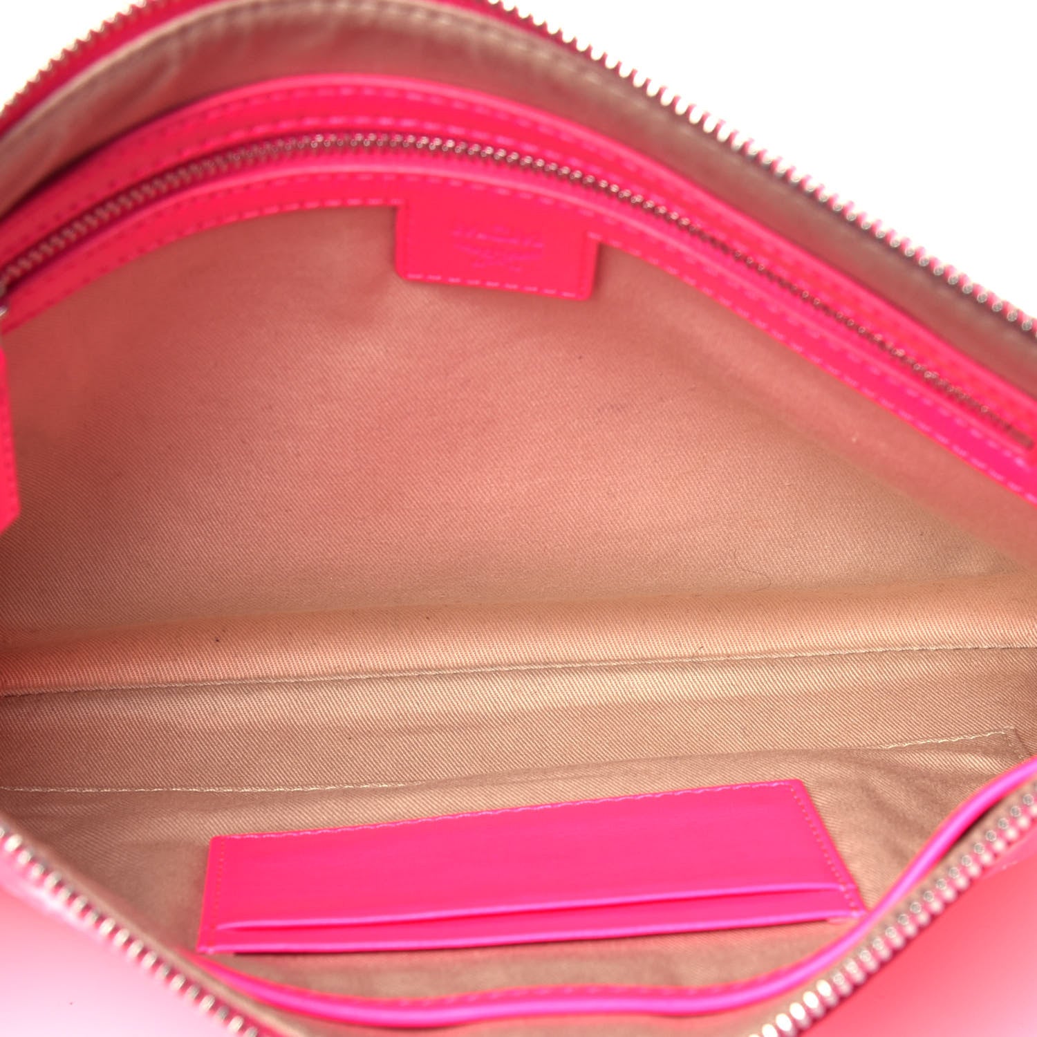 MCM Visetos Wristlet Zip Pouch Neon Pink 8 of 14