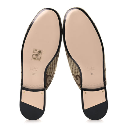 Gucci Monogram Jumbo GG Malaga Kid Womens Princetown Slippers 35 Camel Ebony New Acero Beige 7 of 11