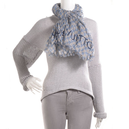 Louis Vuitton Cotton Linen Etole Damier Palm Stole Blue 2 of 7