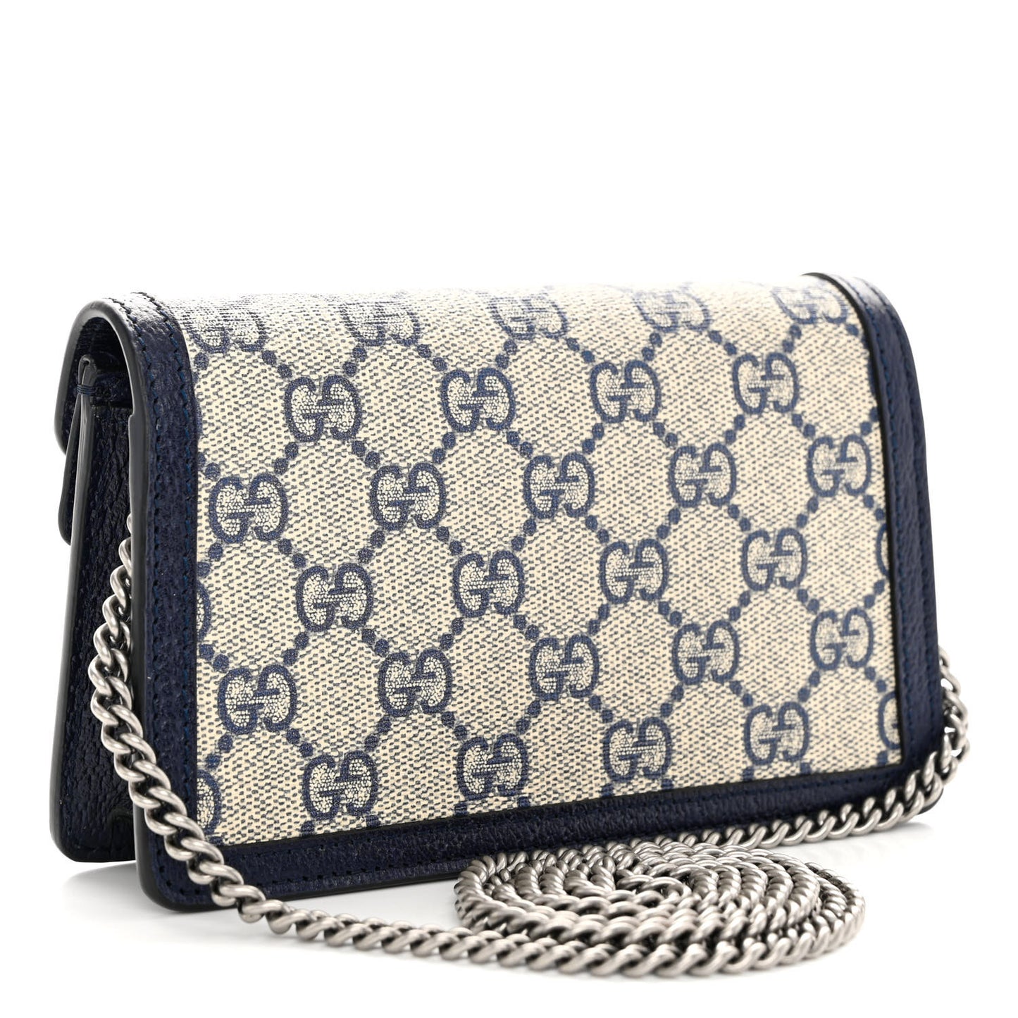 GG Supreme Monogram Textured Dollar Calfskin Super Mini Dionysus Shoulder Bag Beige Blue