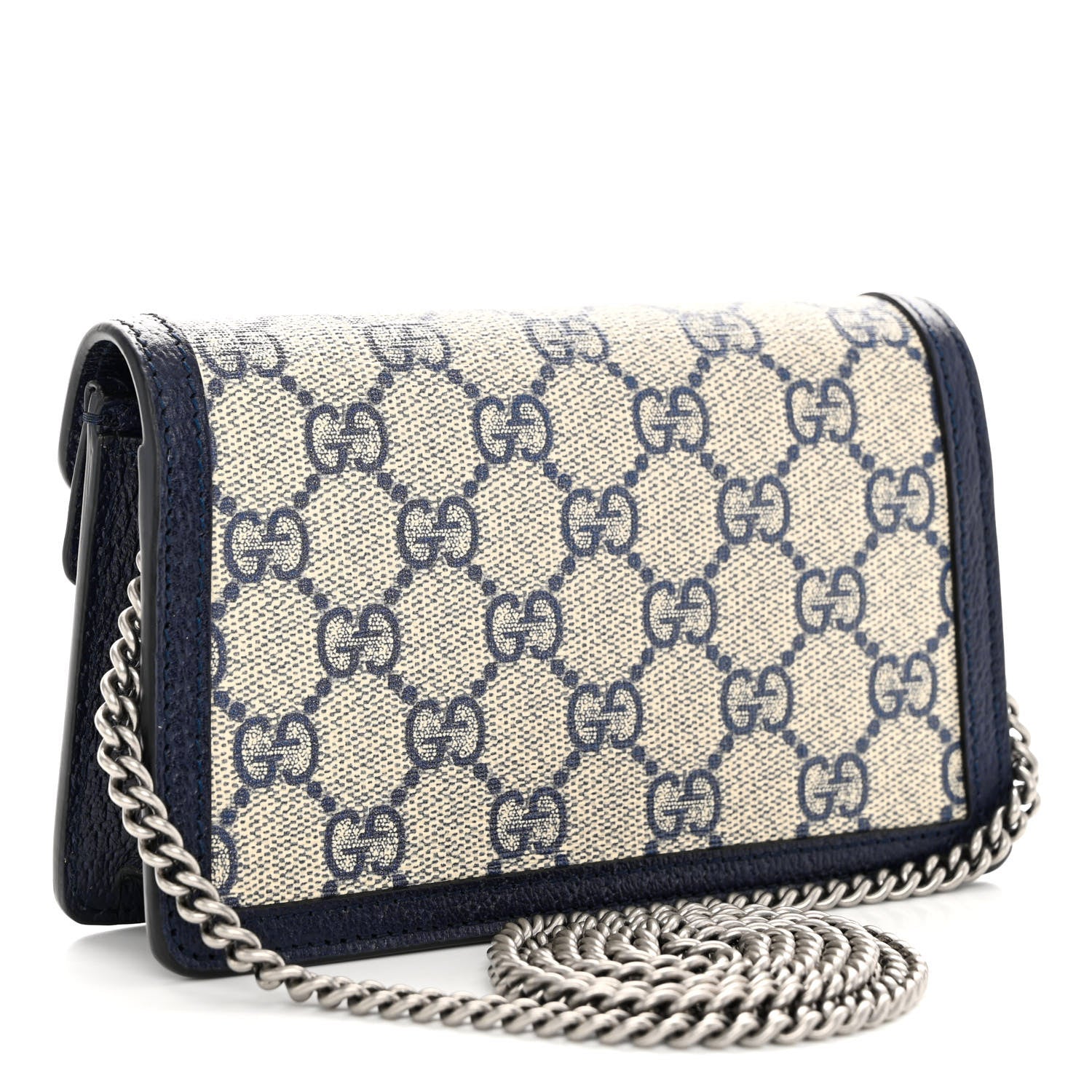 Gucci GG Supreme Monogram Textured Dollar Calfskin Super Mini Dionysus Shoulder Bag Beige Blue 3 of 10