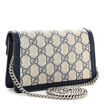 Gucci GG Supreme Monogram Textured Dollar Calfskin Super Mini Dionysus Shoulder Bag Beige Blue 3 of 10