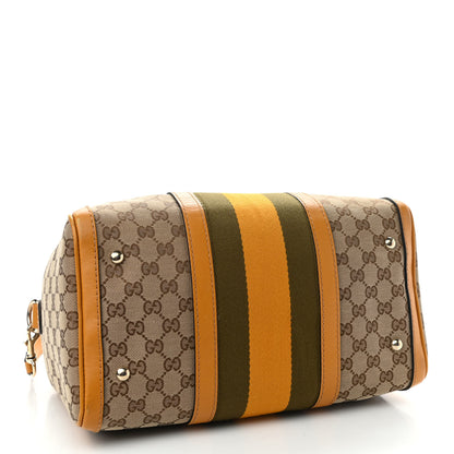 Gucci Monogram Selleria Calfskin Vintage Web Medium Boston Beige Ebony Yellow 4 of 14