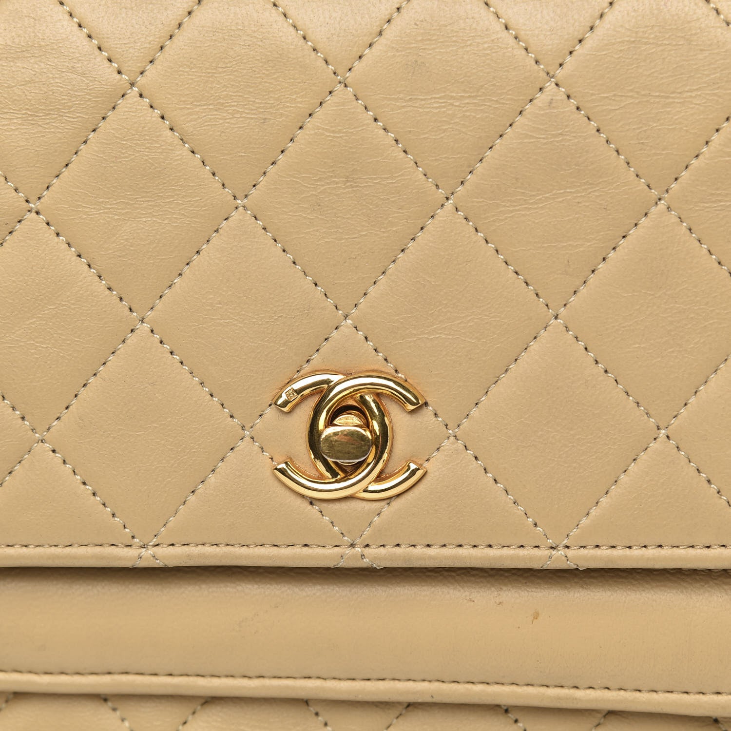 Chanel Lambskin Quilted Medium Double Flap Beige 10 of 15