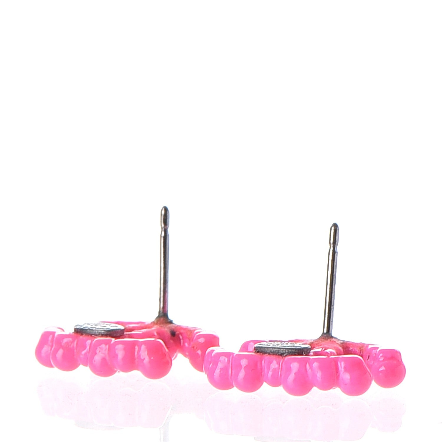 Chanel Resin Ruthenium CC Earrings Pink 3 of 7