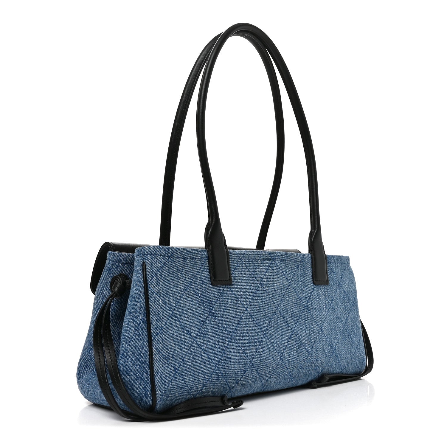 Chanel Calfskin Denim Stitched Urban Essentials Small Shopping Bag Blue Black 3 of 11