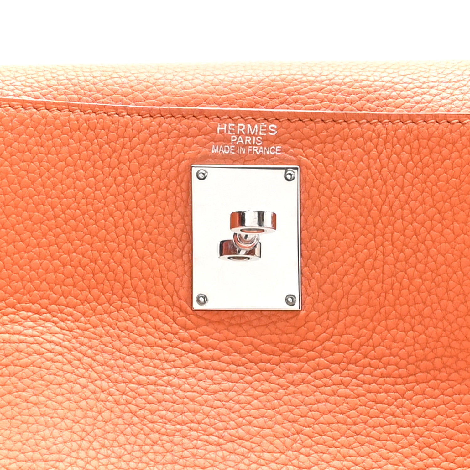 Hermes Taurillon Clemence Shoulder Kelly 40 Orange 6 of 14