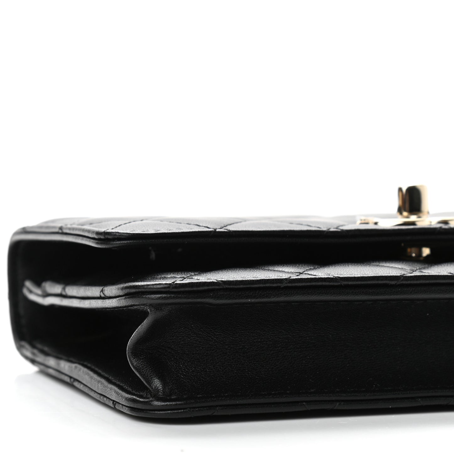 Lambskin Quilted Trendy CC Wallet On Chain WOC Black