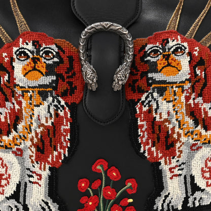 Gucci Calfskin Dog Embroidered Large Dionysus Hobo Black 7 of 10