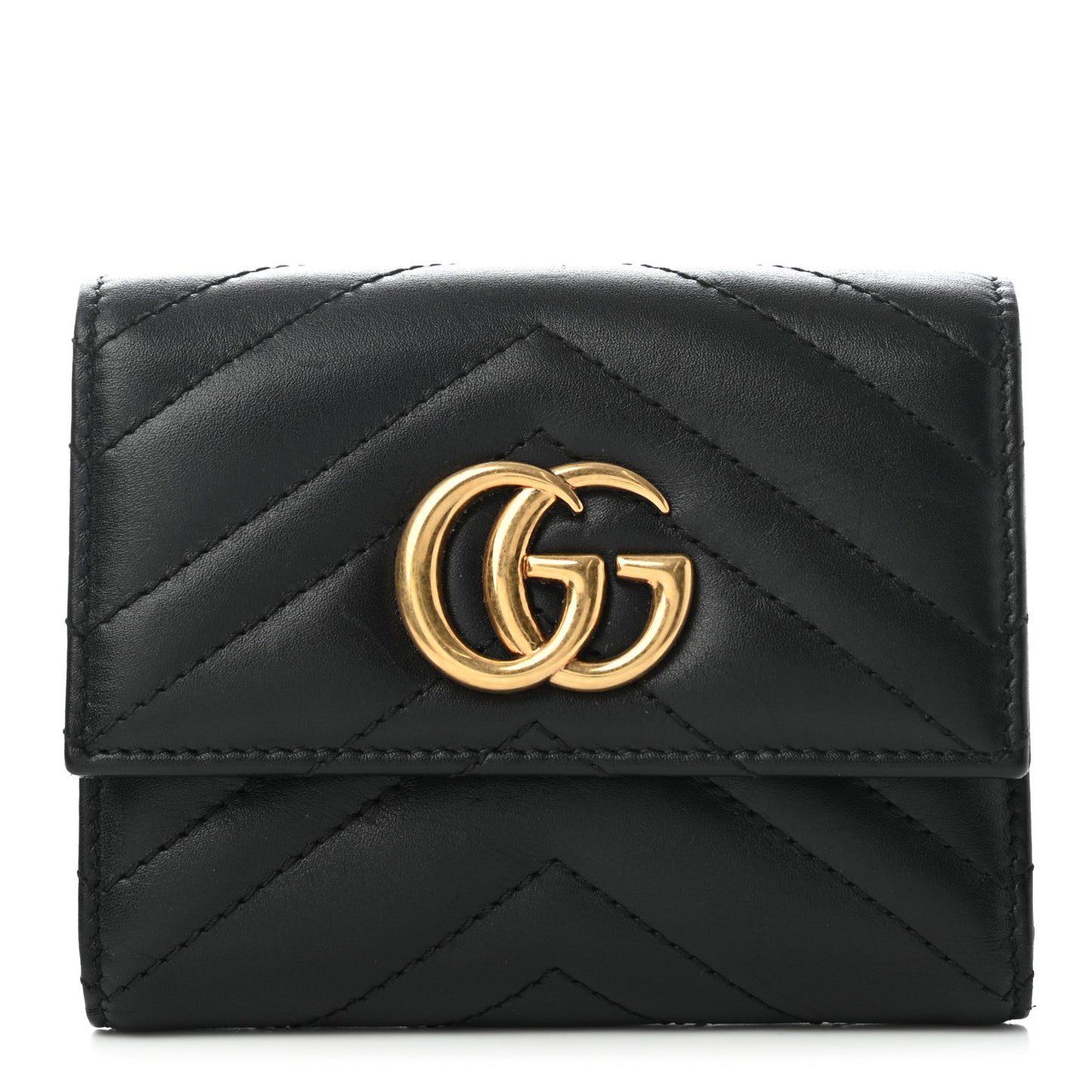 Calfskin Matelasse GG Marmont Wallet Black