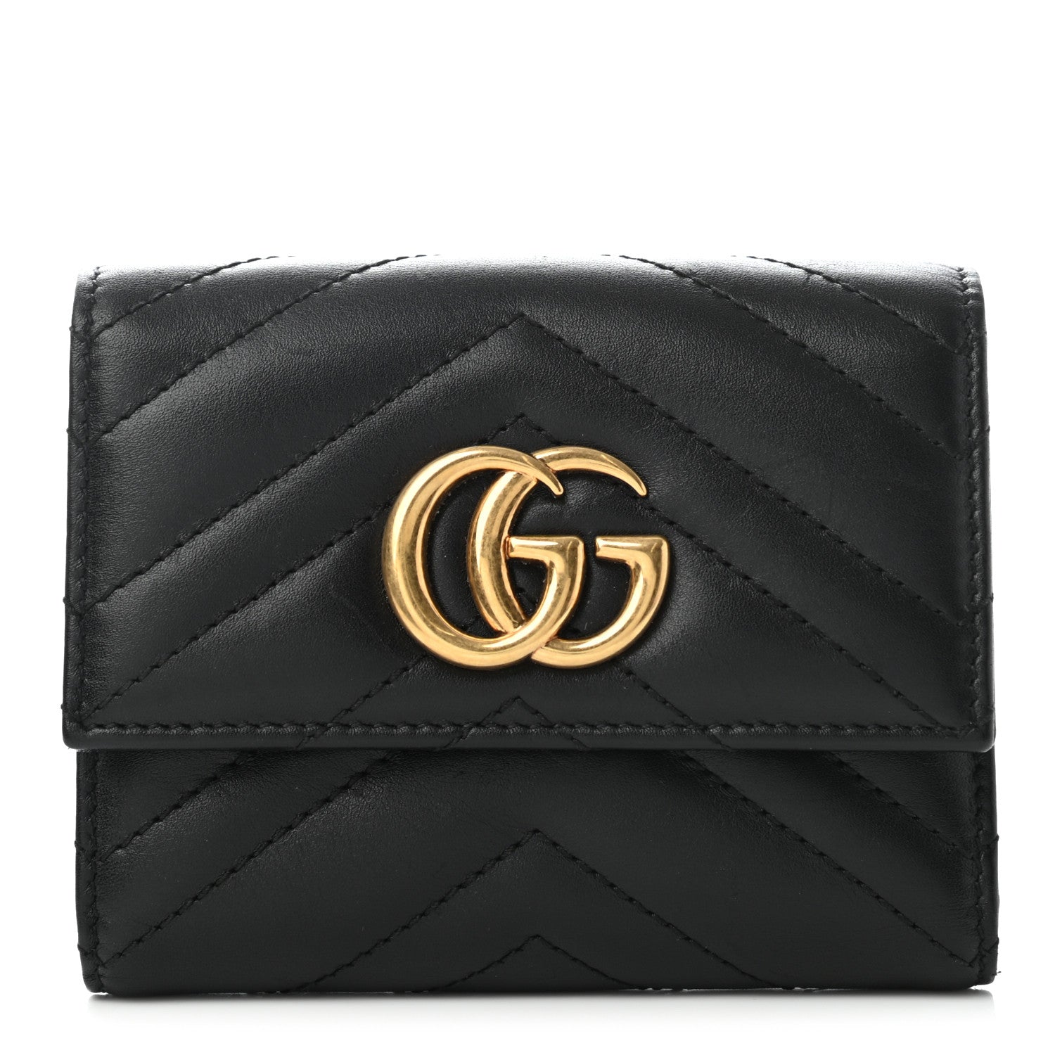 Gucci Calfskin Matelasse GG Marmont Wallet Black 1 of 7