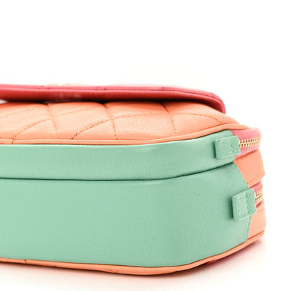 Chanel Goatskin Quilted Tri-Color In & Out Waist Bag Orange Green Pink 12 of 13