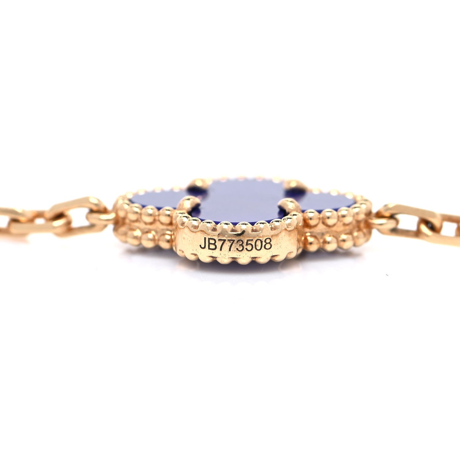 Van Cleef & Arpels 18K Yellow Gold Diamond Lapis 20 Motifs Vintage Alhambra Necklace 6 of 8
