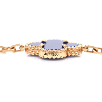 Van Cleef & Arpels 18K Yellow Gold Diamond Lapis 20 Motifs Vintage Alhambra Necklace 6 of 8
