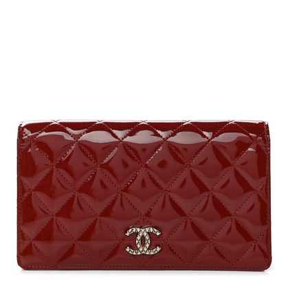 Chanel Patent Quilted Brilliant Yen Wallet Red 1 of 9