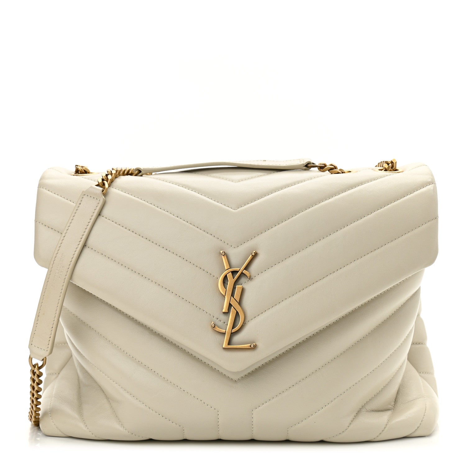 Saint Laurent Calfskin Y Quilted Monogram Medium Loulou Chain Satchel Blanc Vintage 1 of 14