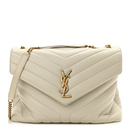 Saint Laurent Calfskin Y Quilted Monogram Medium Loulou Chain Satchel Blanc Vintage 1 of 14
