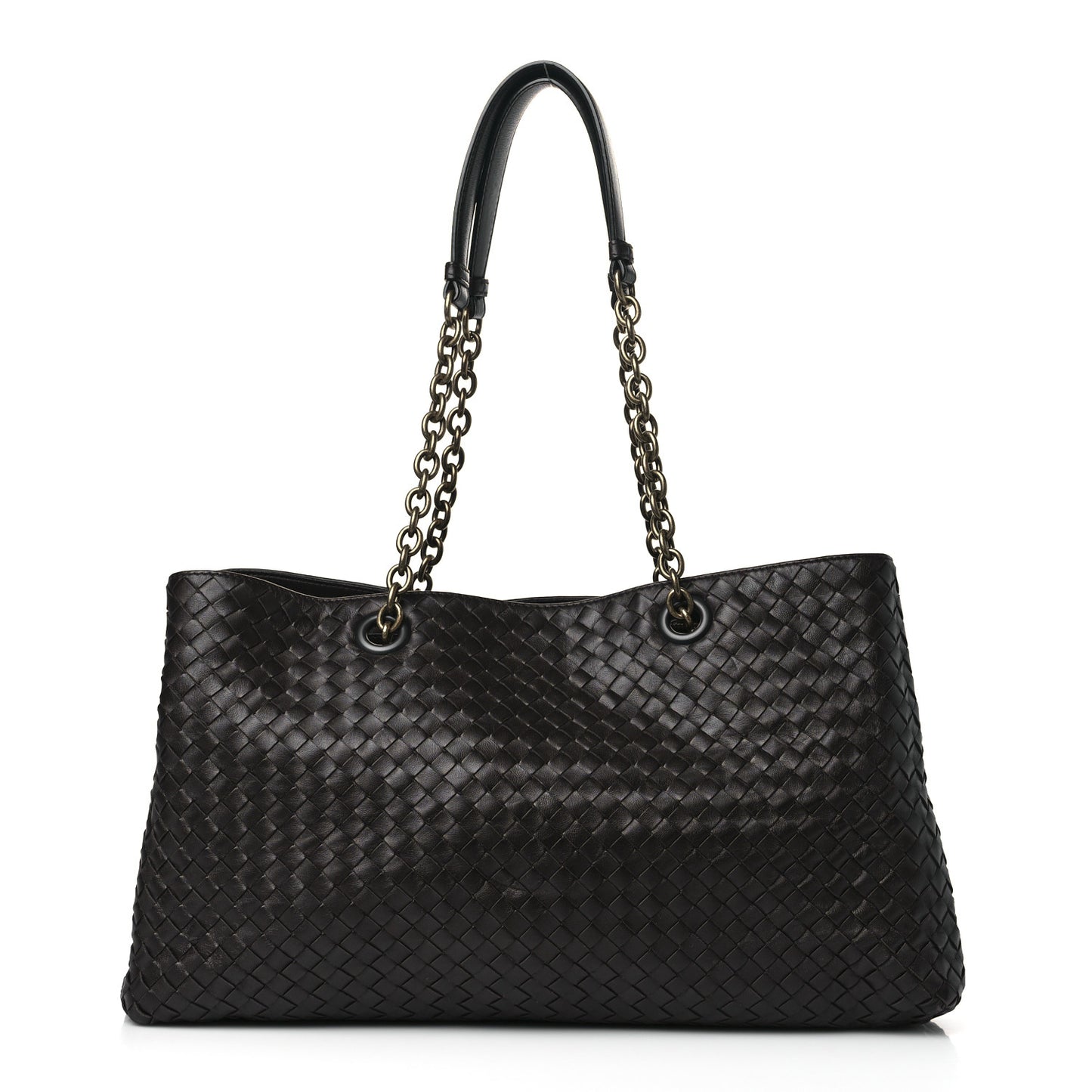 Nappa Intrecciato Large Classic Chain Strap Tote Ebano