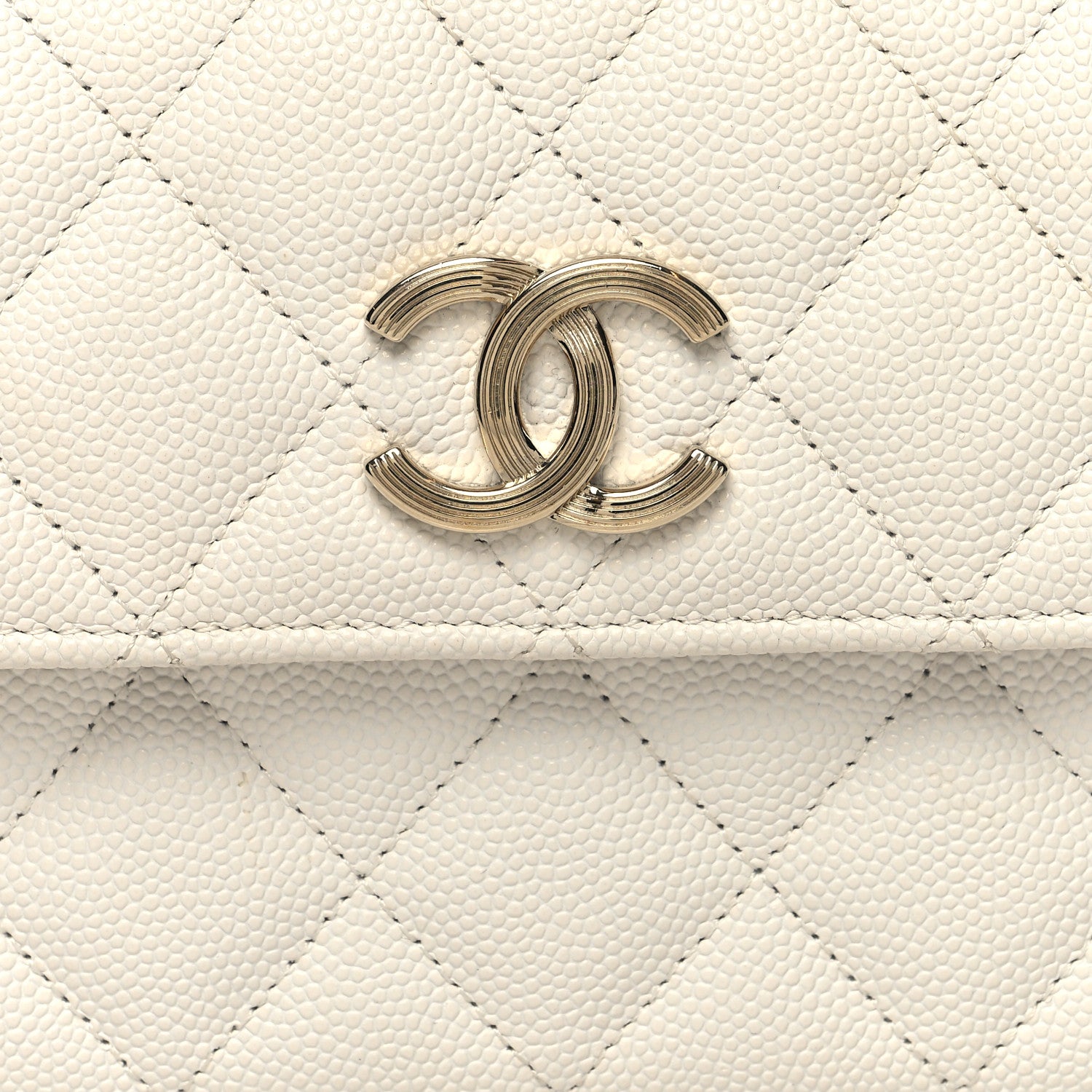 Chanel Caviar Quilted Striated CC Large Gusset Flap Wallet White 9 of 11