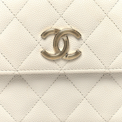 Chanel Caviar Quilted Striated CC Large Gusset Flap Wallet White 9 of 11