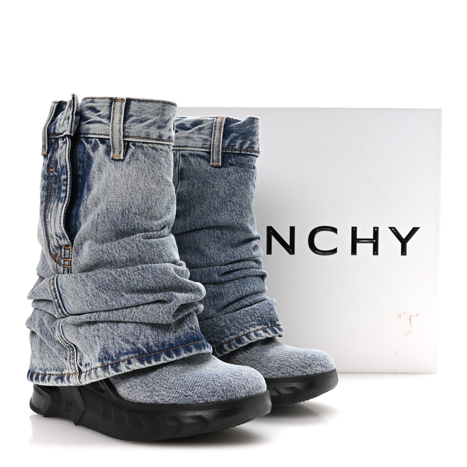 Givenchy Boyfriend Denim Shark Lock Biker Ankle Boots 40 Medium Blue 8 of 8