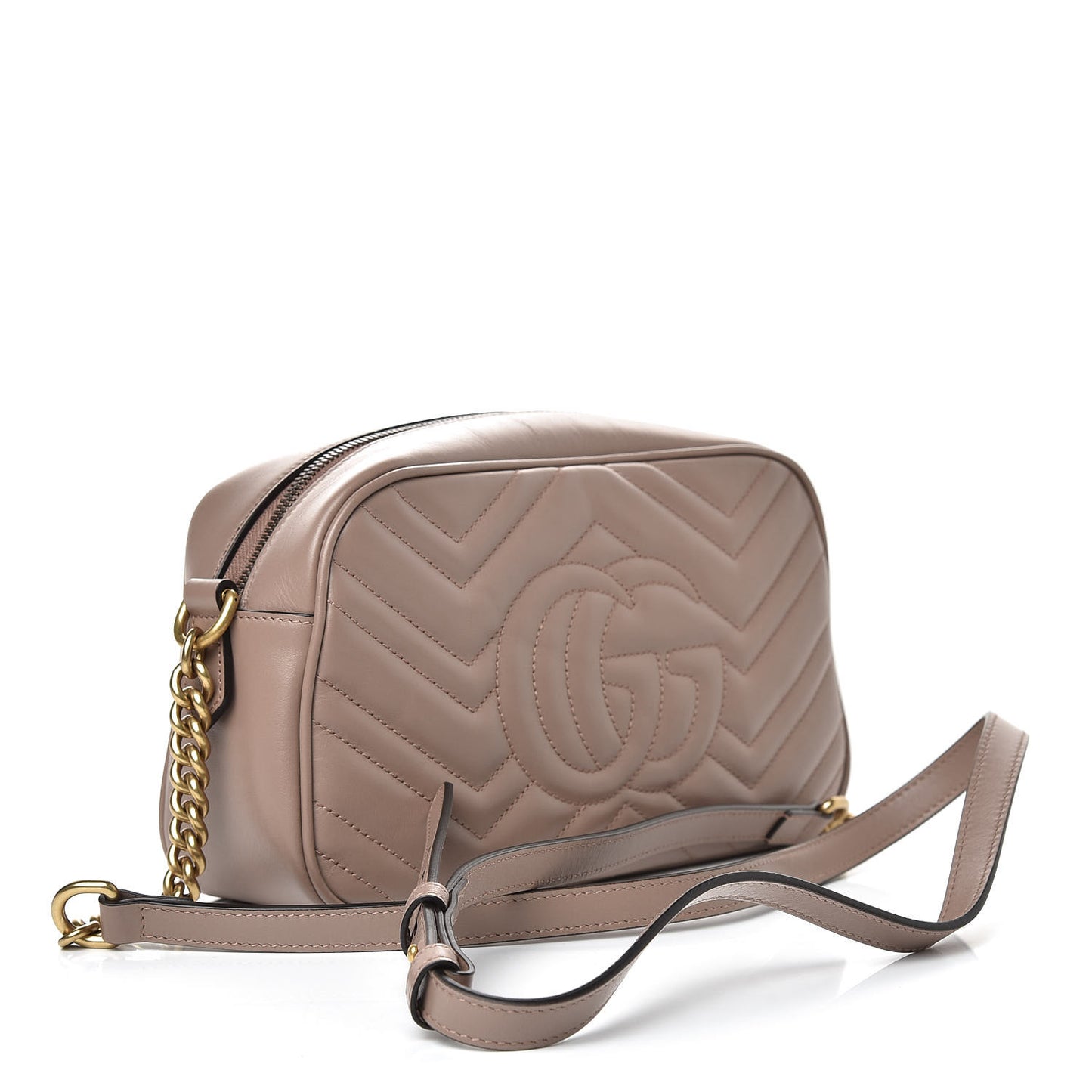 Calfskin Matelasse Small GG Marmont Chain Shoulder Bag Porcelain Rose